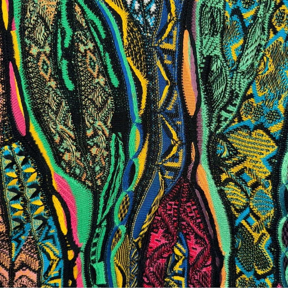Vintage Coogi 3D Knit Sweater Mens L Multicolor Mercerized Cotton Biggie Cosby - Picture 5 of 7